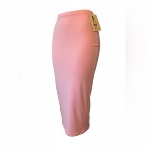 Naked Wardrobe Bubblegum Pink High-Waist Midi Pencil Skirt